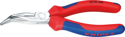 Half-round nose pliers, 160 mm, bent, chrome-plated, KNIPEX