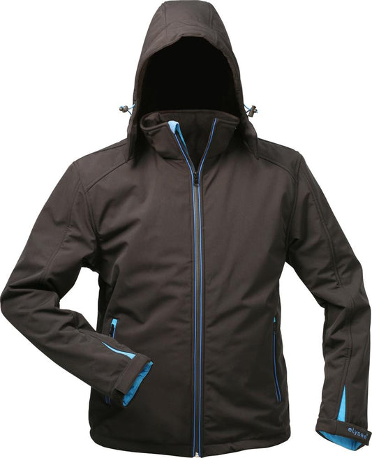 Softshell jacket with hood, size S, black, ELYSEE