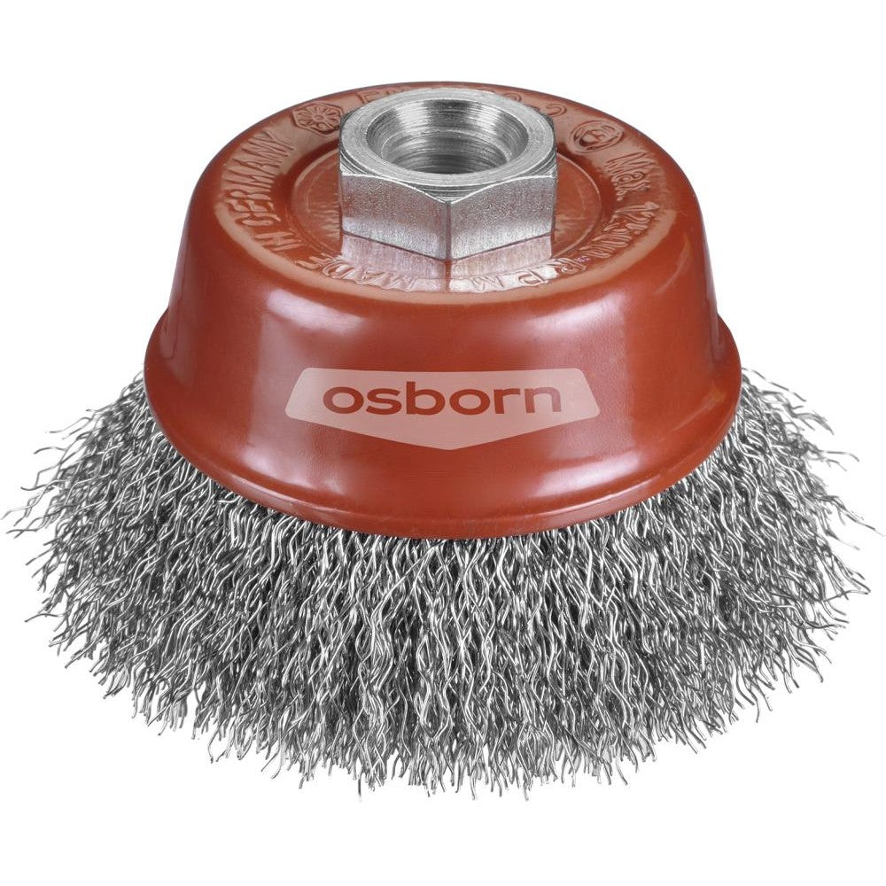 Perie de sarma din otel, tip oala, sarma 0,3mm ondulata, diam.60mm, prindere M14x2,0, OSBORN - sefira.ro