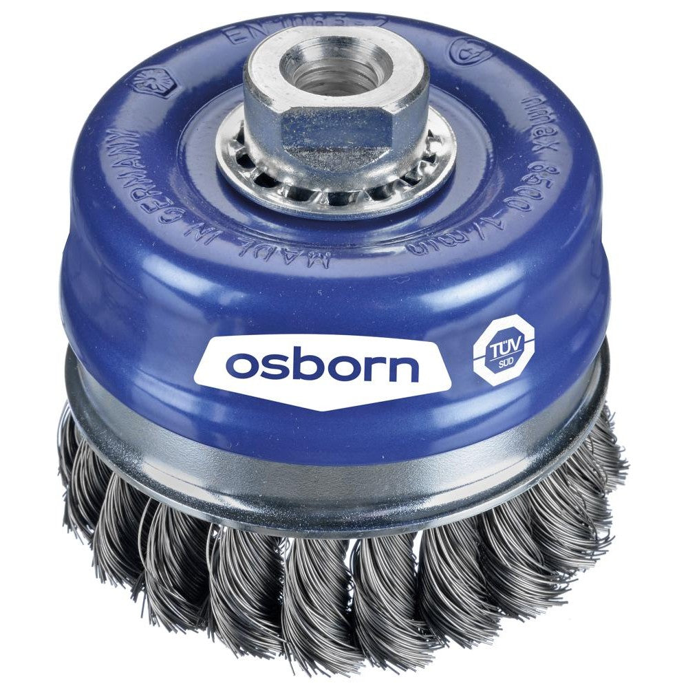 Perie de sarma din otel, tip oala, sarma 0,5mm rasucita, diam.80mm, prindere M14x2,0, OSBORN - sefira.ro