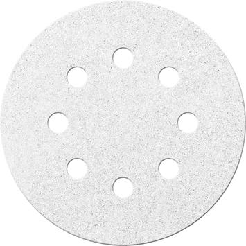 Velcro abrasive disc, set of 6, 125 mm, grit 40, 8 holes, corundum, white, FORTIS