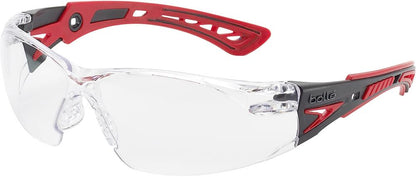 Rush+ safety glasses, transparent, red-black frame, BOLLE