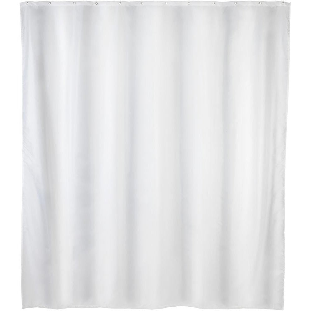 Perdea de dus Uni, material textil alb, 180 x 200cm, 12 inele de suspensie, WENKO - sefira.ro
