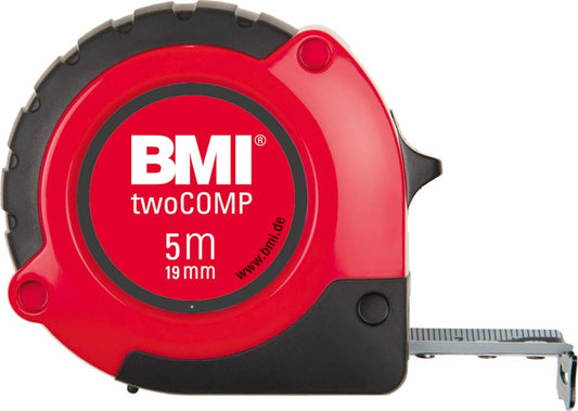 twoCOMP pocket tape measure No.472, 3m x 16mm, white, BMI