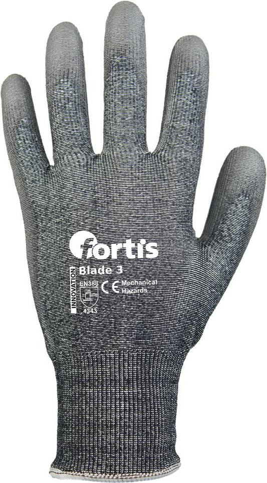 Cut-resistant protective gloves, size 8, BLADE III, gray, FORTIS