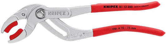 Drain pliers with plastic jaws, chrome-plated, 250mm, opening 10-75mm, KNIPEX