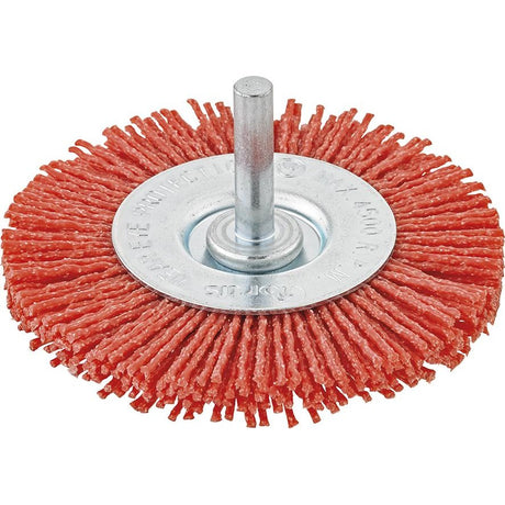 Perie rotunda din nylon cu carbura de siliciu, cu coada 6mm, diam. 75mm, gran.80, FORTIS - sefira.ro