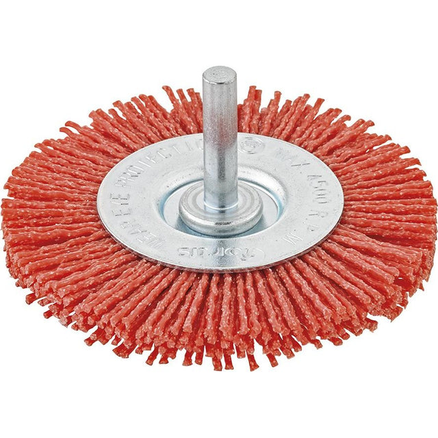 Perie rotunda din nylon cu carbura de siliciu, cu coada 6mm, diam. 75mm, gran.80, FORTIS - sefira.ro