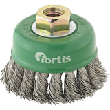 Perie de sarma din inox tip oala, sarma 0,5mm rasucita, diam.65mm, prindere M14, FORTIS - sefira.ro