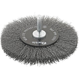 Perie de sarma din otel, rotunda, ingusta, cu coada 6mm, diam.100mm, sarma 0,2mm ondulata, FORTIS - sefira.ro