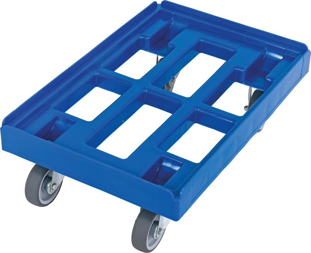 Carucior de transport pentru toate lazile Euro standard, 410 x 610 x 190 mm, portanta 300 kg, roti Ø 100 mm, rosu - sefira.ro