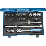 Set chei tubulare 1/2", 8 - 32 mm, 23 buc, 12 canturi, Nr. D 19 EMU-20, GEDORE - sefira.ro