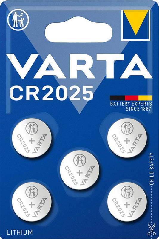 Baterie Lithium CR 2025, 3.0V, 157 mAh, blister de 5 buc, VARTA