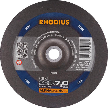 Grinding disc, for steel, 115x7.0mm, curved, ALPHALINE, RHODIUS