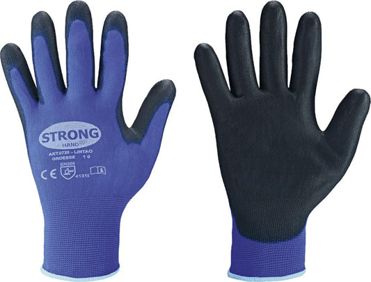 Fine knit protective gloves, Lintao, blue, size 8, STRONGHAND