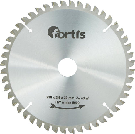 Disc debitare pentru lemn, HW, 216x3,0 x30mm, Z48W, negativ, FORTIS - sefira.ro