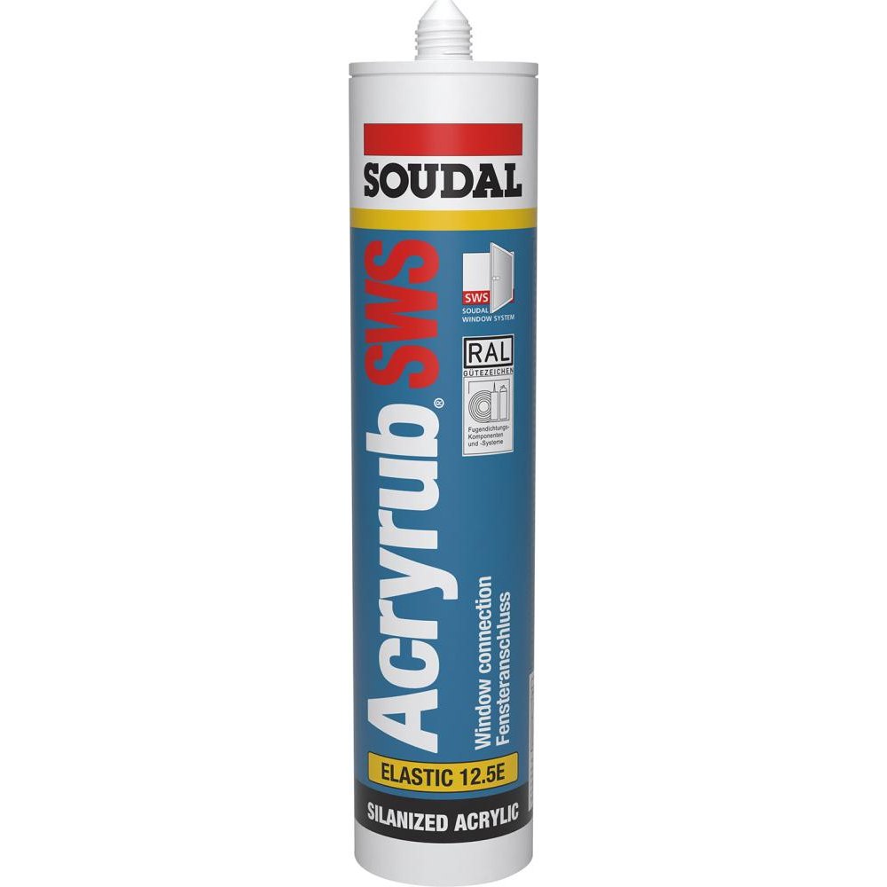 Adeziv etansant Acryrub SWS, cartus 0.3 l, alb, 124483, SOUDAL - sefira.ro