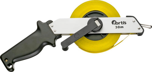 Tape measure with frame, steel tape, 30m x 13mm, FORTIS