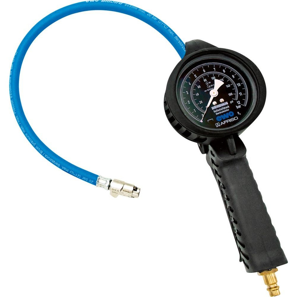 Pistol de umflat roti Airstar, cu manometru, calibrat, 0-12 bar, furtun cu mufa de conectare cu parghie, EWO - sefira.ro