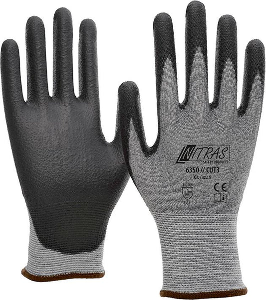 Cut protection gloves, 6350 Cut 3, size 8, NITRAS