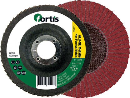 Abrasive flap disc for steel, aluminum, non-metals, 115mm, curved, grit 40, FORTIS