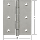 Balama semi-lata pentru usa, din inox, 100 x 72 x 1.5 mm, VORMANN - sefira.ro