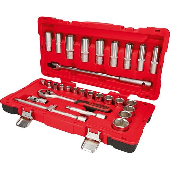 Set chei tubulare 1/2", antrenor cu clichet, Nr. 951,0630, 30 piese, KS TOOLS - sefira.ro