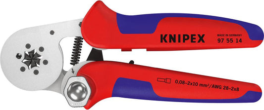 Crimping pliers No. 97 55 14 for wire sleeves, automatic adjustment, 180 mm, 0.08-10mm², KNIPEX