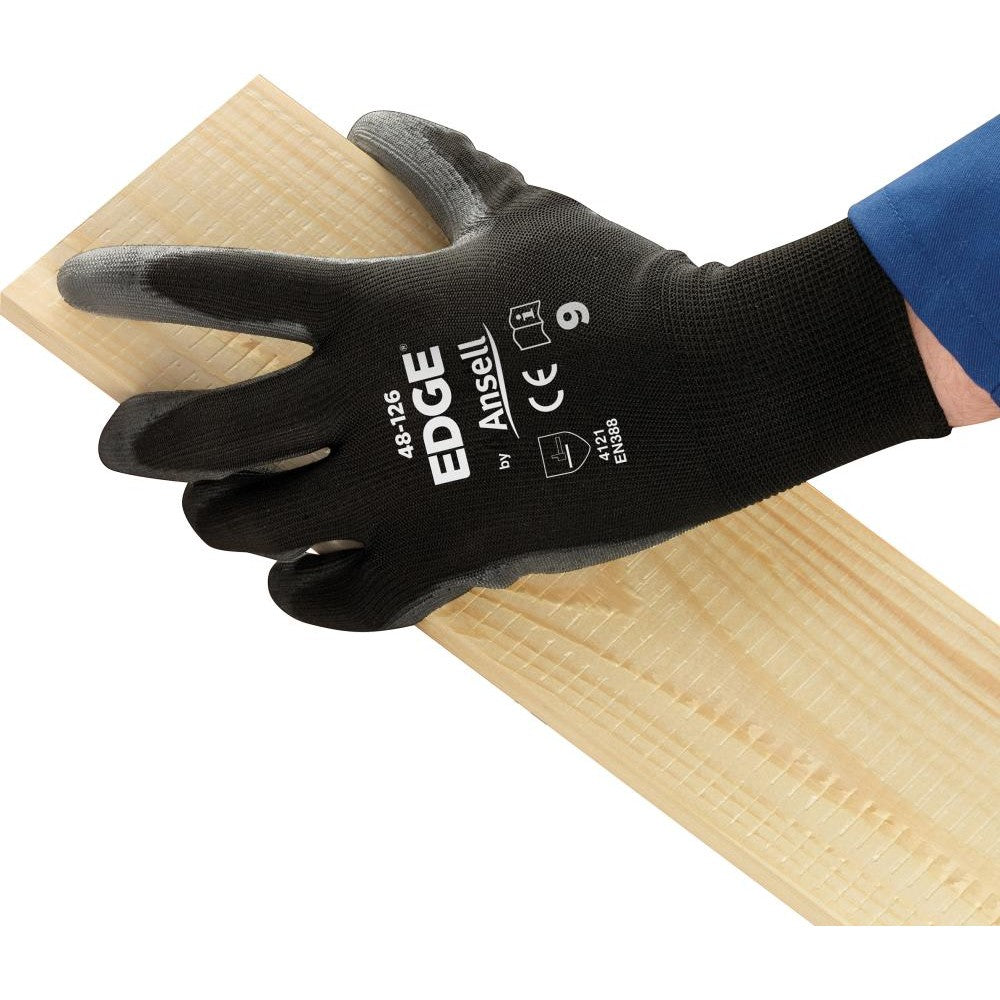 Manusi textile de montaj EDGE® 48-126, marimea 6, negre, ANSELL - sefira.ro