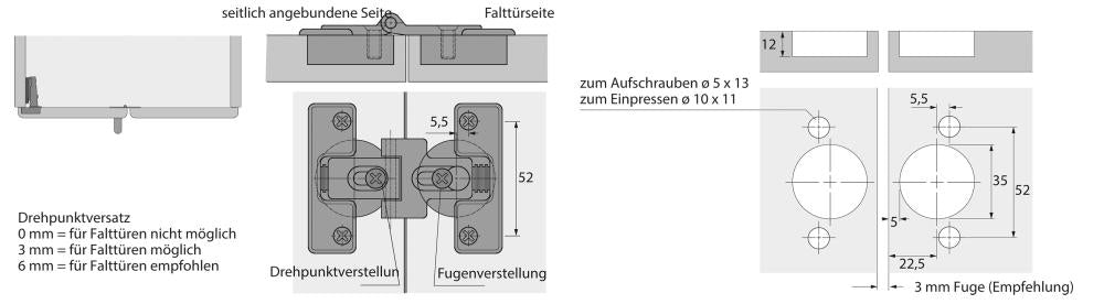 Set balamale pafta WingLine L, cu reglaj pentru luft si pivotare, montare prin insurubare, 2 bucati, HETTICH - sefira.ro