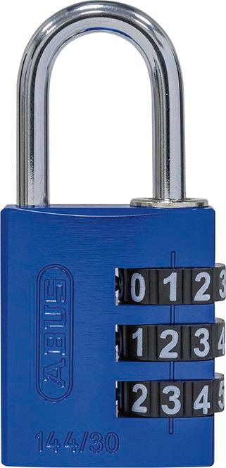 Combination padlock 144, 30 mm, black, 3-digit combination, aluminum body, spring ring, ABUS