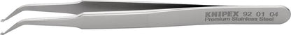 SMD precision tweezers, 115mm, stainless steel, 1.5mm angled tips, No. 92 01 04, KNIPEX