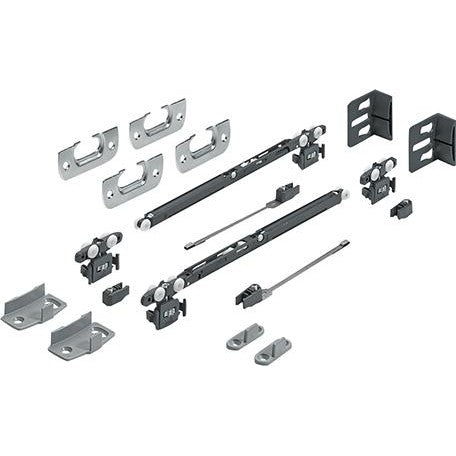 Set accesorii de rulare pentru usi glisante SysLine S, Silent System, pentru 2 usi cu greutate 15 kg, latime 410 mm, HETTICH - sefira.ro
