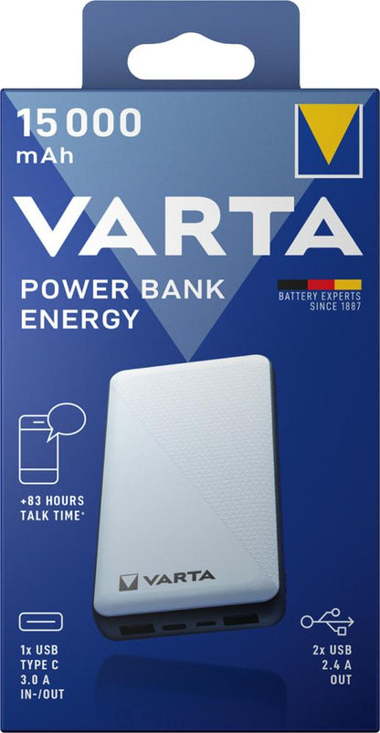 Baterie externa Power Bank Energy, 3.7V, 15000 mAh, 4 porturi, VARTA