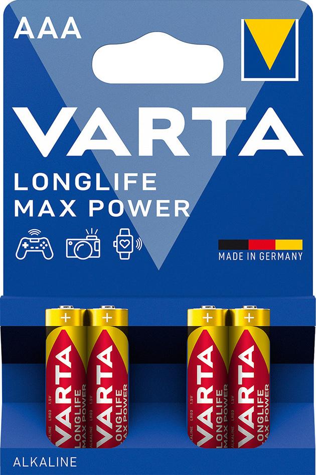 Baterii LONGLIFE Max Power Micro AAA LR 03, blister de 4 bucati, VARTA