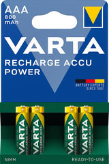 Acumulatori RECHARGE ACCU Power Micro AAA, HR 03, 800 mAh, blister de 2 buc, VARTA - sefira.ro