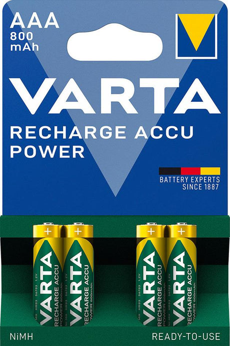 Acumulatori RECHARGE ACCU Power Micro AAA, HR 03, 800 mAh, blister de 2 buc, VARTA - sefira.ro