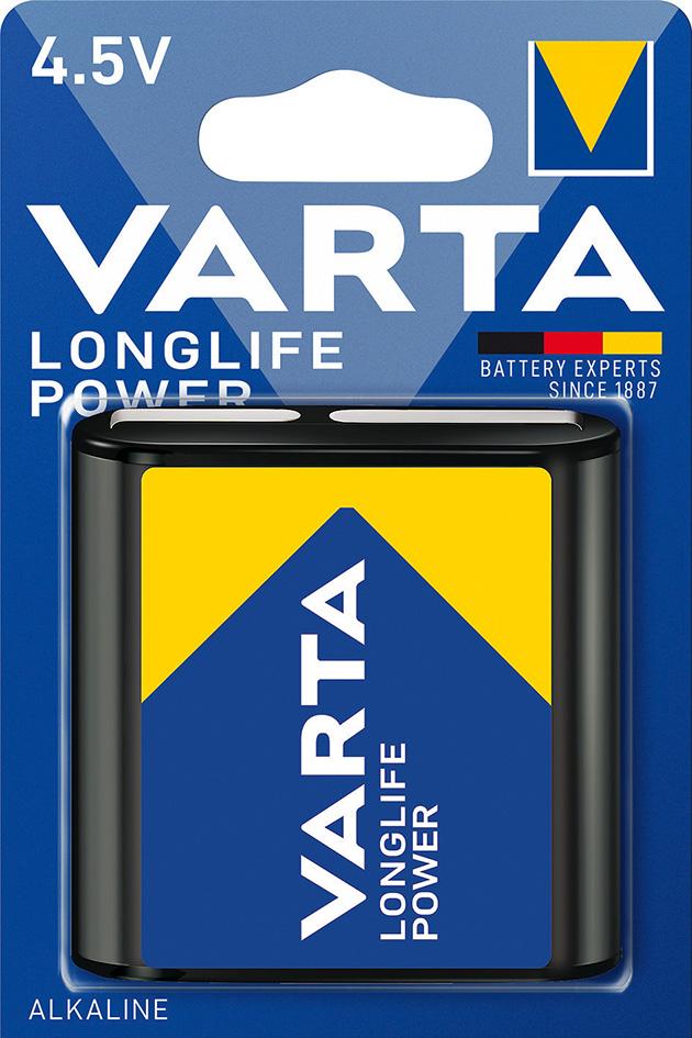 Baterie plata LONGLIFE Power 4.5V, 3 LR 12, ambalata individual in blister, VARTA - sefira.ro