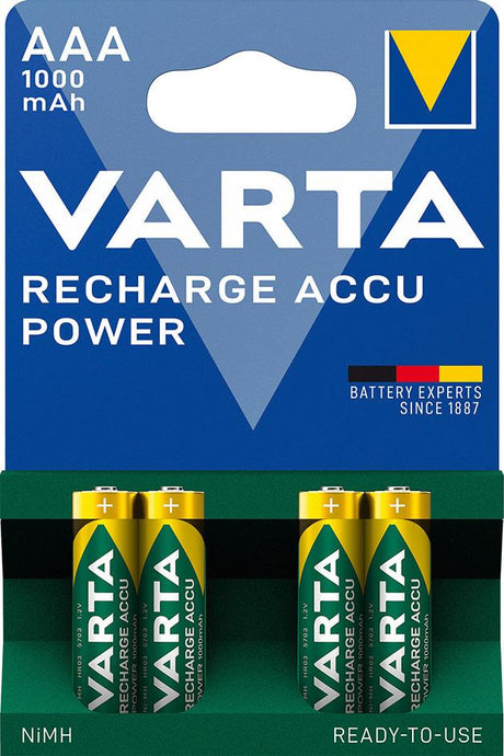 Acumulatori RECHARGE ACCU Power Micro AAA, HR 03, 1000mAh, blister cu 2 buc, VARTA - sefira.ro