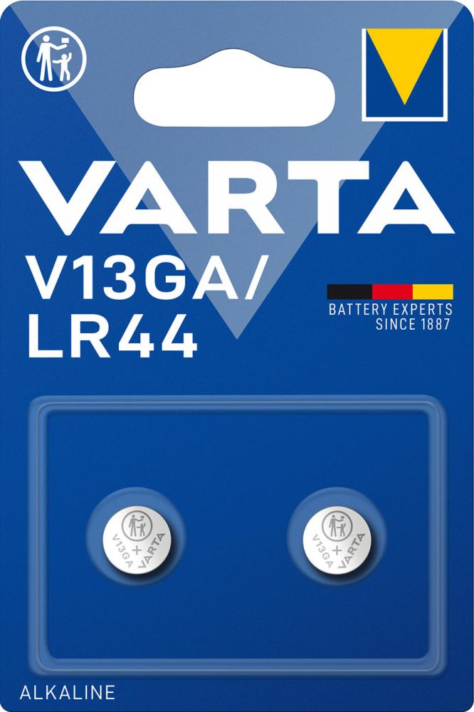 Baterie Alcalina V13GA/LR44, 1.5V, 130 mAh, blister de 2 bucati, VARTA