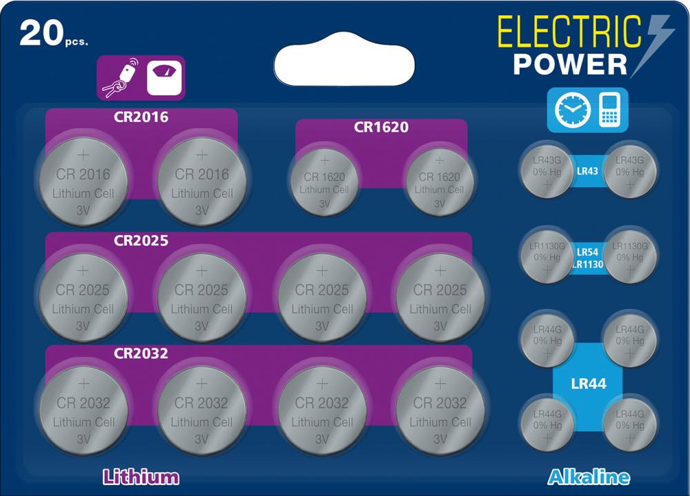 Set baterii CR-LR, ELECTRIC POWER Megablaster, 1.5V-3V, 20 bucati