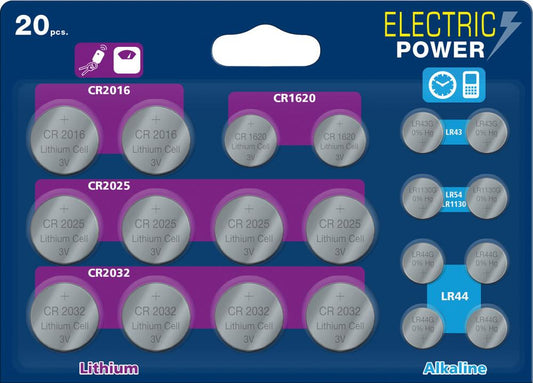 Set baterii CR-LR, ELECTRIC POWER Megablaster, 1.5V-3V, 20 bucati