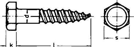 Surub cap hexagonal pentru lemn 6x20 mm, DIN 571, galvanizat, E-NORM - sefira.ro