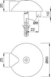 KWS 2003 door buffer anodized silver, with mounting mat.