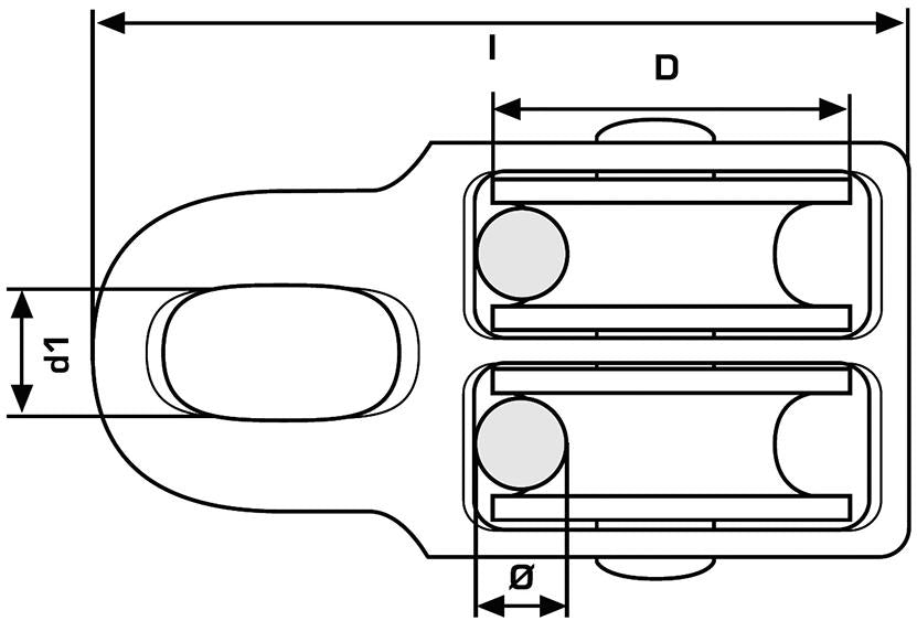 Double pulley ZP f. cable Ø b. 8.0 mm