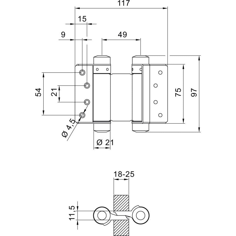 Balama pentru usi batante Nr.29, otel, blank, pentru usi cu greutate max. 15kg, DENI - sefira.ro
