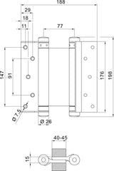 Balama pentru usi batante Nr.29, otel, nichelat, pentru usi cu greutate max. 15kg, DENI - sefira.ro