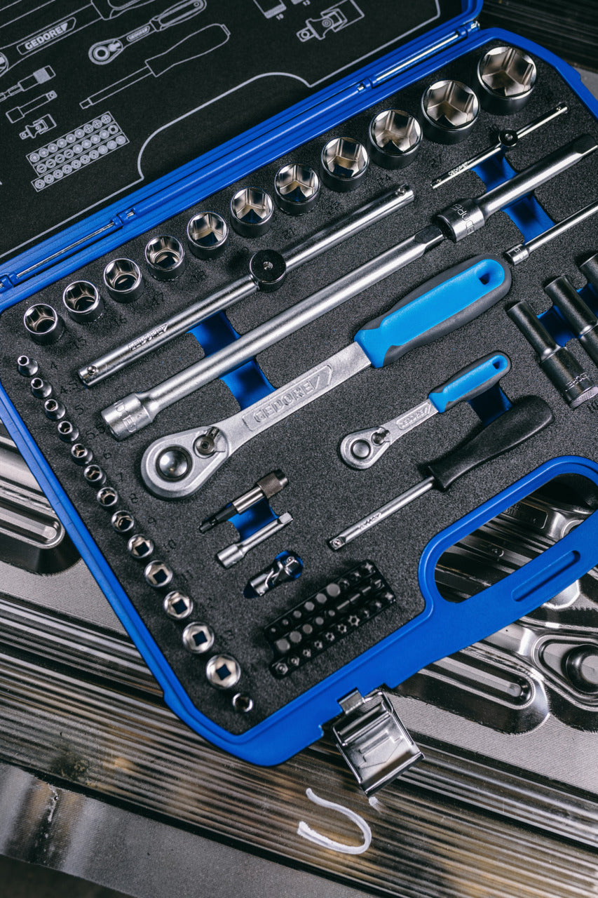 Set chei tubulare 1/2", cu cleste tip cheie, 18 piese, Nr. 19 DMU 183, GEDORE - sefira.ro