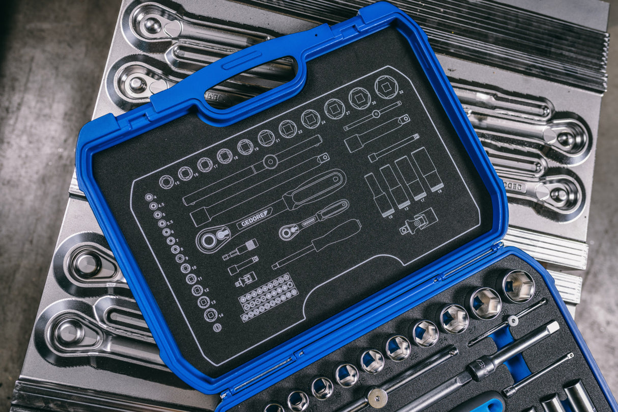 Set chei tubulare 1/2", cu cleste tip cheie, 18 piese, Nr. 19 DMU 183, GEDORE - sefira.ro