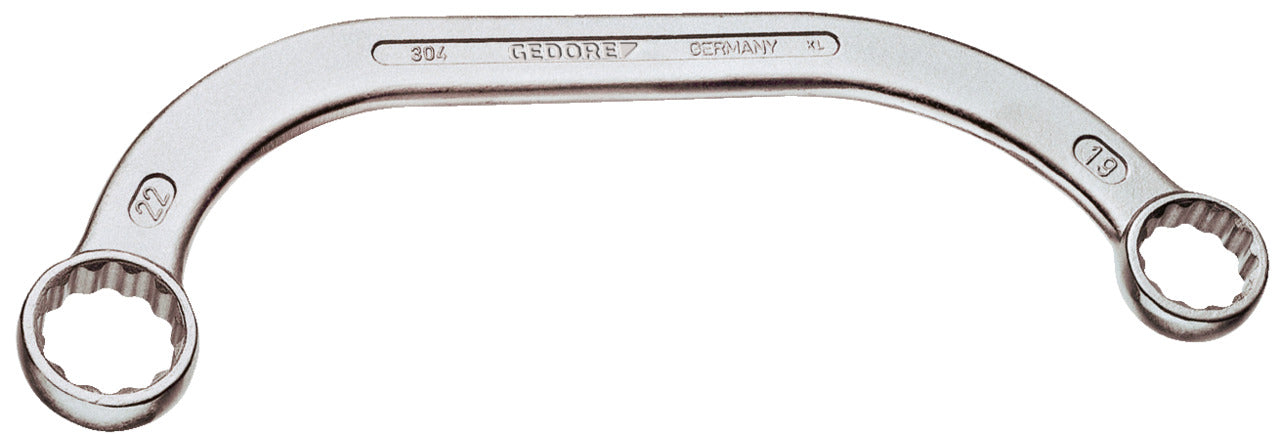 Double ring wrench with elbow, dimensions 6 x 7 mm, length 165 mm, DIN838, HAZET